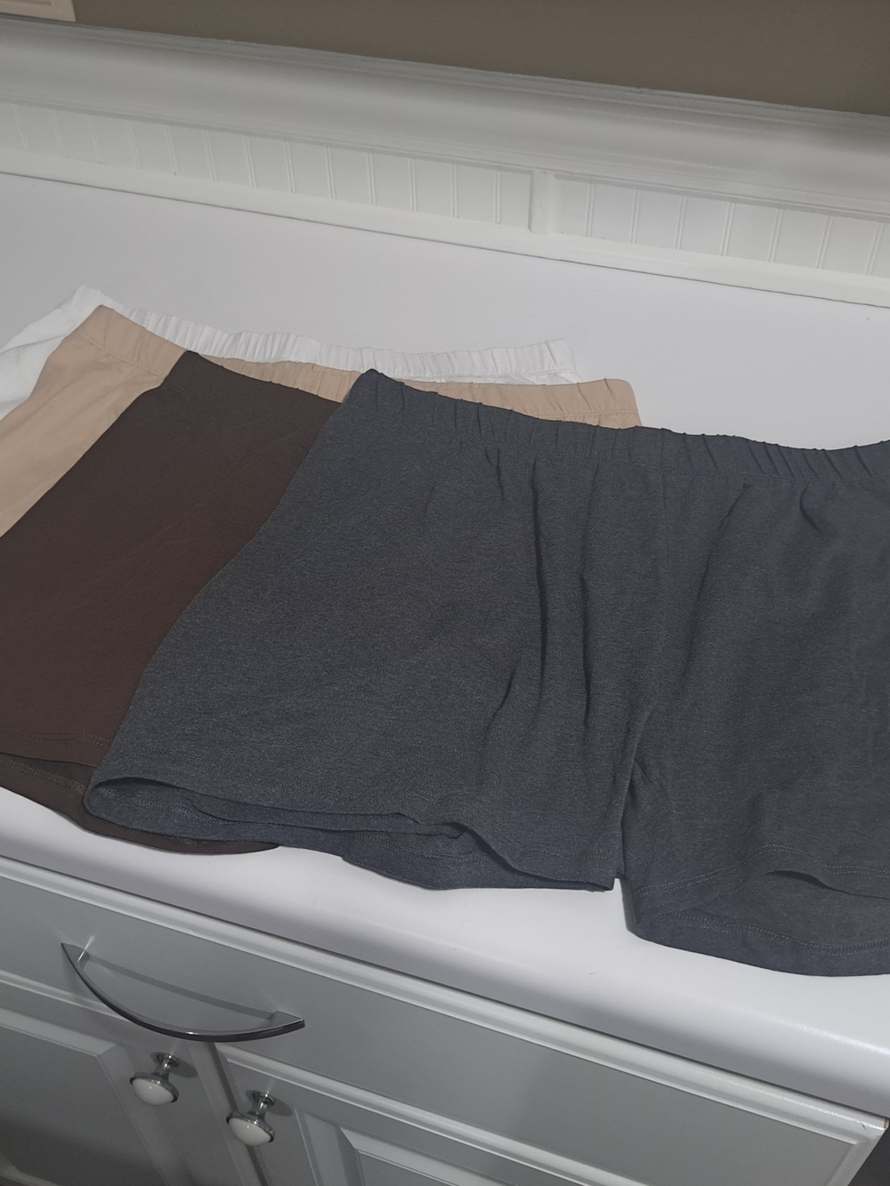 Fashion Nova Women's Knit Lounge Biker Shorts - Gray, Brown, Beige and White